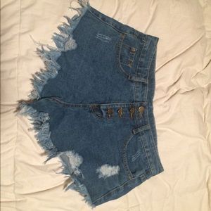 destressed denim shorts